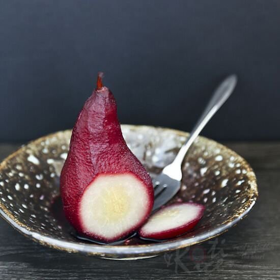 Red Wine Poached Pears