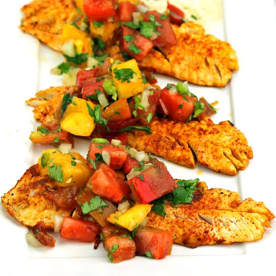 Heirloom Salsa over White Fish