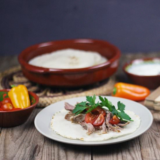 Crock pot carnitas with Tortillas