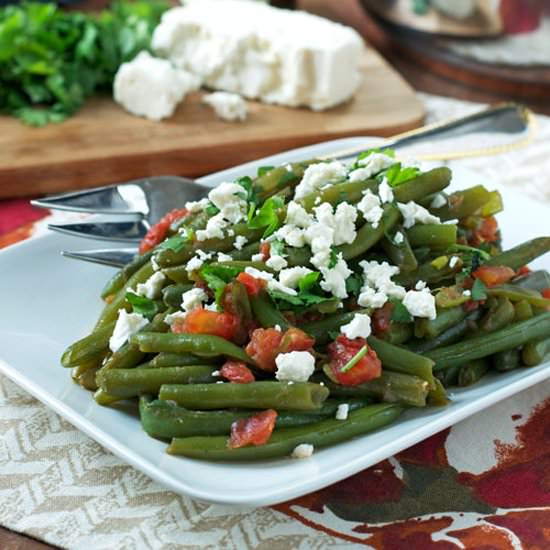 Spicy Braised Green Beans with Feta