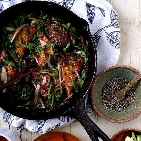 Pepper Tofu in a Black Bean Sauce