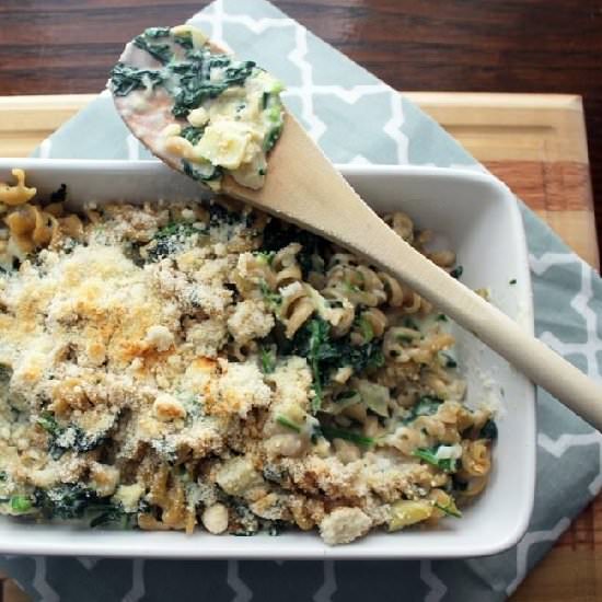 Light Spinach Artichoke Mac+Cheese