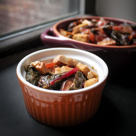 Sweet and Sour Spicy Tofu & Chard