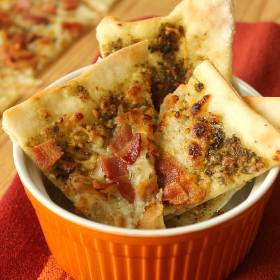 Pesto and Bacon Pizza Appetizer