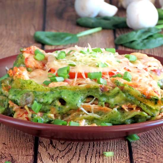 Chicken Spinach Mushroom Lasagna