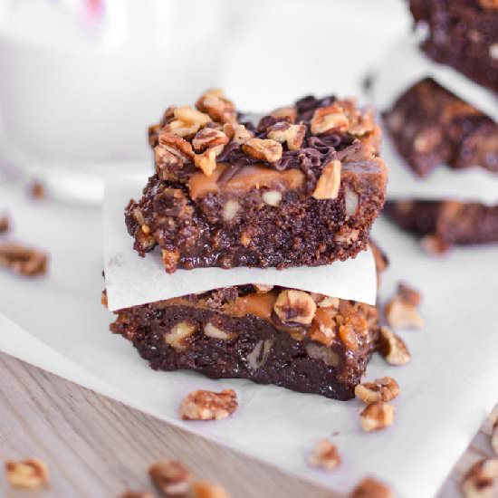 Caramel Pecan Fudge Brownies