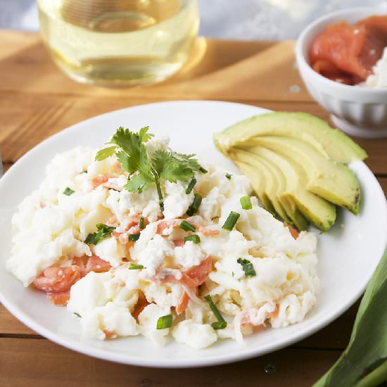 Smoked Salmon Goat Cheese Scramble