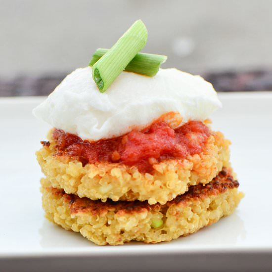 Quinoa Cakes with Red Sauce and Egg