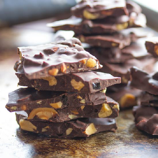 Dark chocolate bark