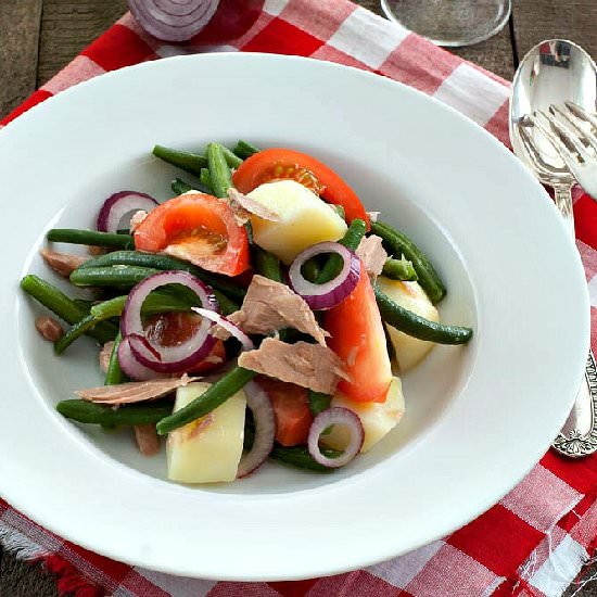 Green bean, tomato and potato salad