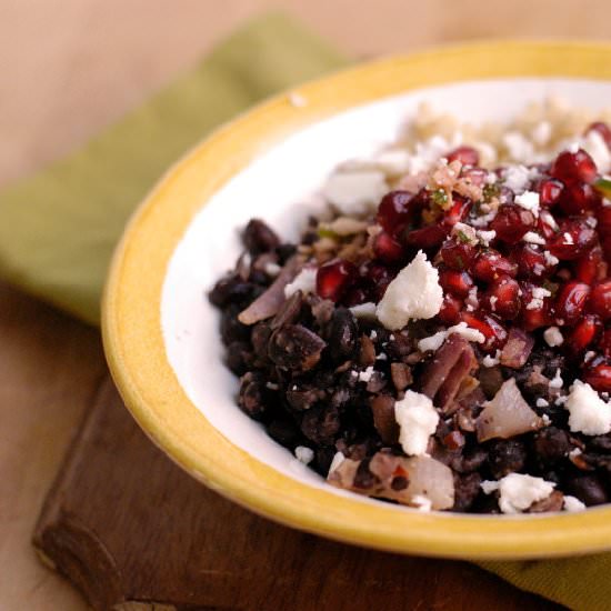 Quinoa, black beans, pomegranate