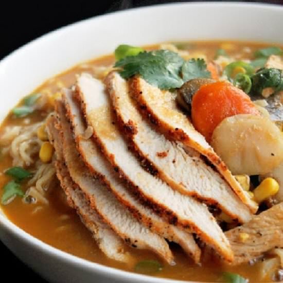 Roasted Chicken Ramen Noodle Soup