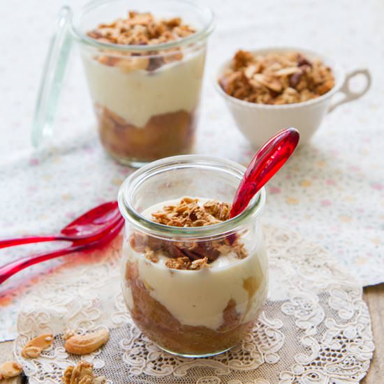 Rhubarb Vanilla Pots with Granola