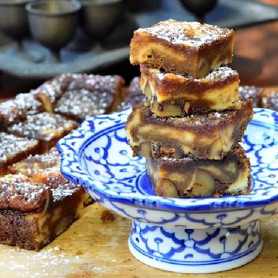 Thai Tea Brownies with Chestnuts