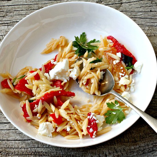 Roasted Pepper, Feta Risoni Salad