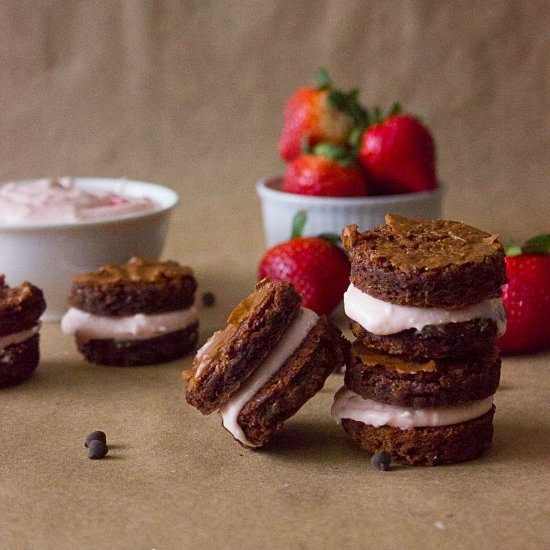 Brownie Whoopie Pies w/ Strawberry