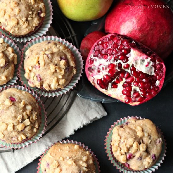 Skinny Pomegranate Pear Muffins