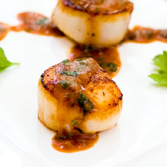 Miso Blood Orange Scallops