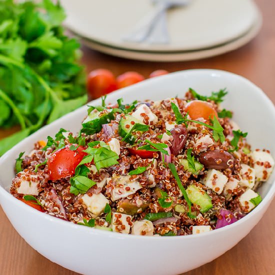 Greek Chicken Red Quinoa Salad