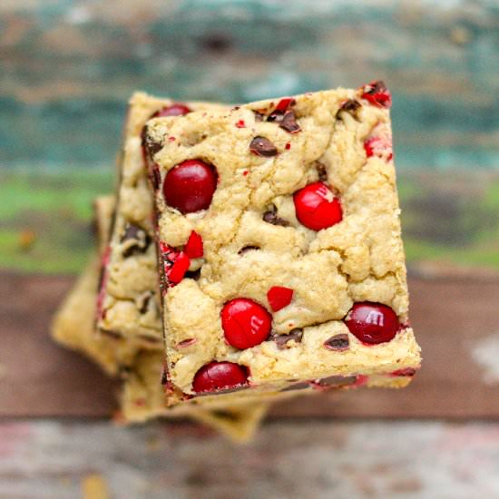 Cherry M&M Cookie Bars