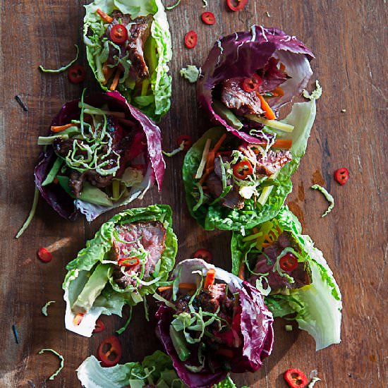 Lettuce and radicchio wraps