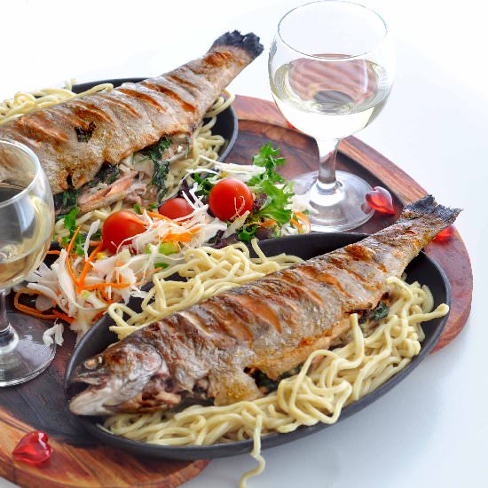 Rainbow Trout on Noodles/Fennel