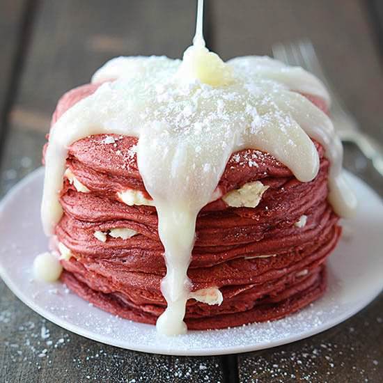 Red Velvet Cheesecake Pancakes