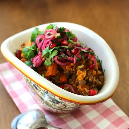 Warm carrot and yam salad