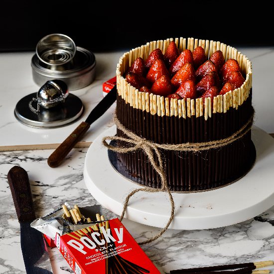 Chocolate mousse pocky cake