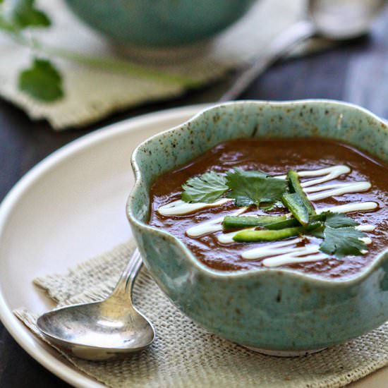 Black Bean Soup with Roasted Chiles