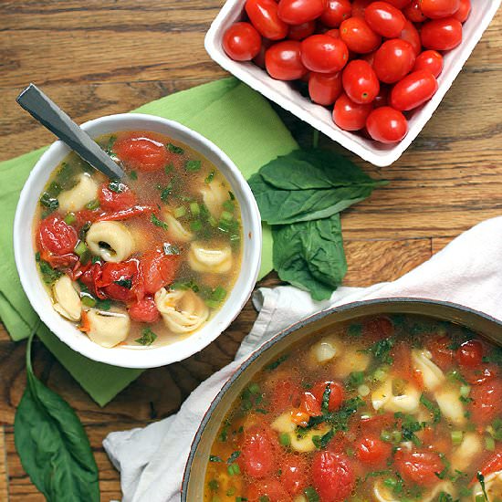 Cherry Tomato and Tortellini Soup