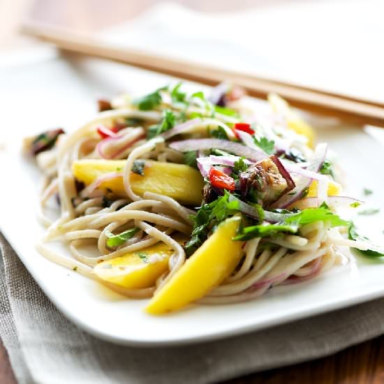 Soba Noodles with Eggplant + Mango