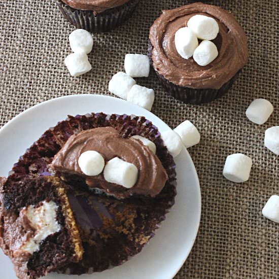 S’mores Cupcakes with Nutella Icing