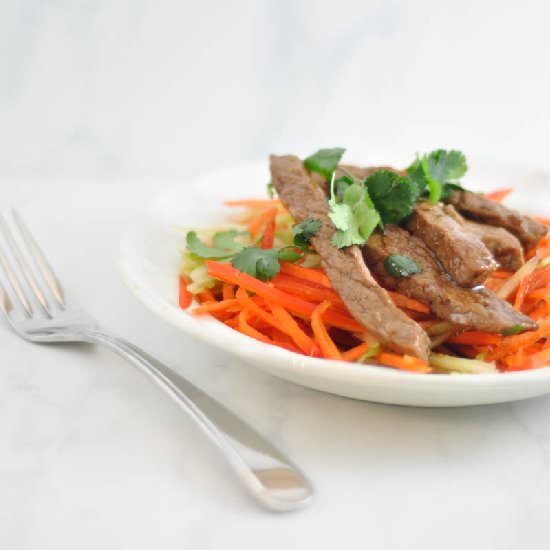Teriyaki Steak on Asian Slaw
