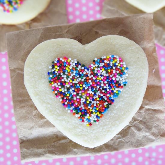 Sprinkled Heart Sugar Cookies