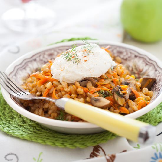 Farro with Mushrooms, Carrots
