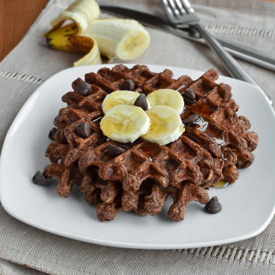 Chocolate Banana Bread Waffles