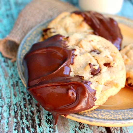 Dipped PB Chocolate Chip Cookies
