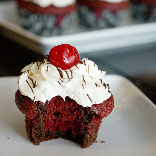 Fudgy Red Velvet Cupcakes