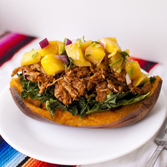 BBQ Jackfruit Stuffed Sweet Potato