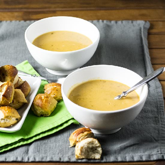 Beer-Cheese Soup & Pretzel Bites