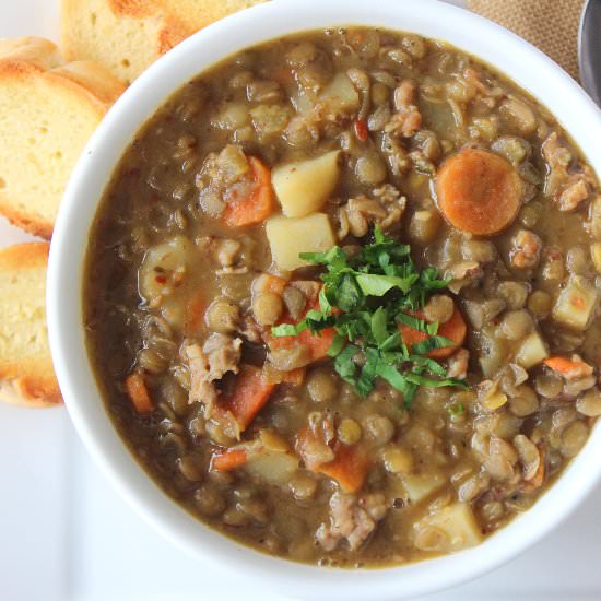 Rustic Tuscan Lentil Soup