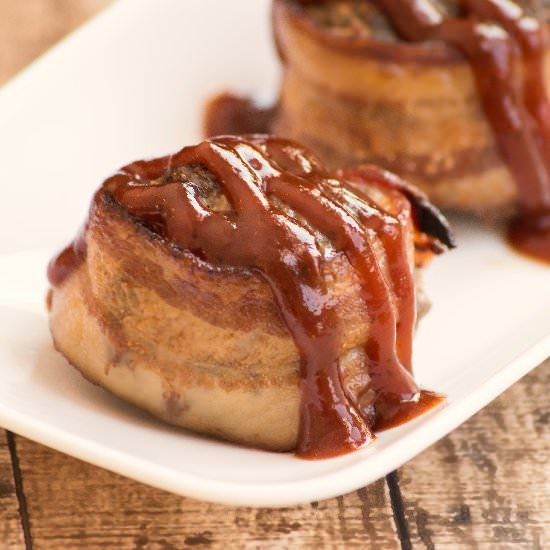Bacon Wrapped Meatloaf Medallions