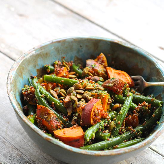 Sweet Potato Quinoa with Kale Pesto