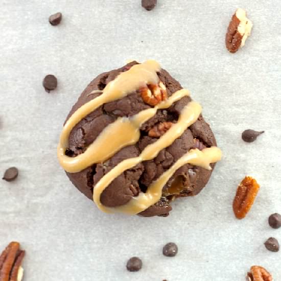 Chewy Chocolate Turtle Cookies