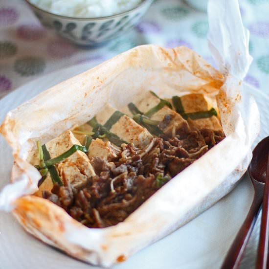 Parchment Paper Steamed NIKUDOUFU