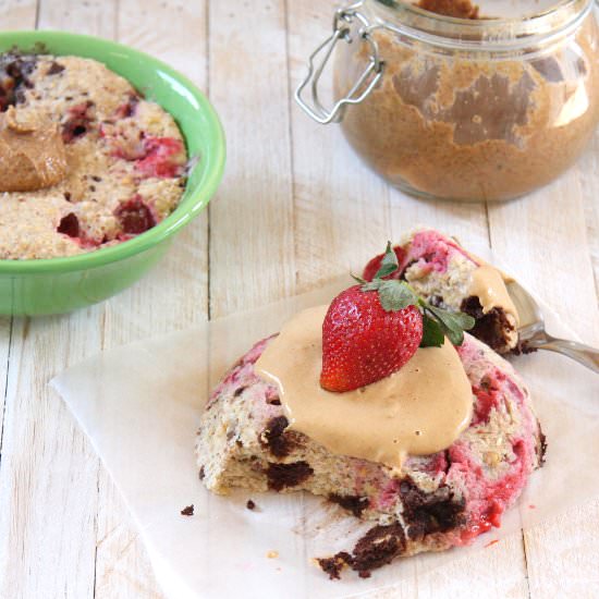 Strawberry PB Microwave Cake