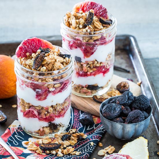 Vanilla Almond Fig Granola Parfaits