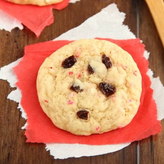 Cherry Funfetti Valentine Cookies