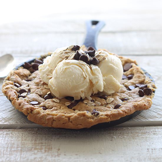 PB Oatmeal Choc Chip Skillet Cookie